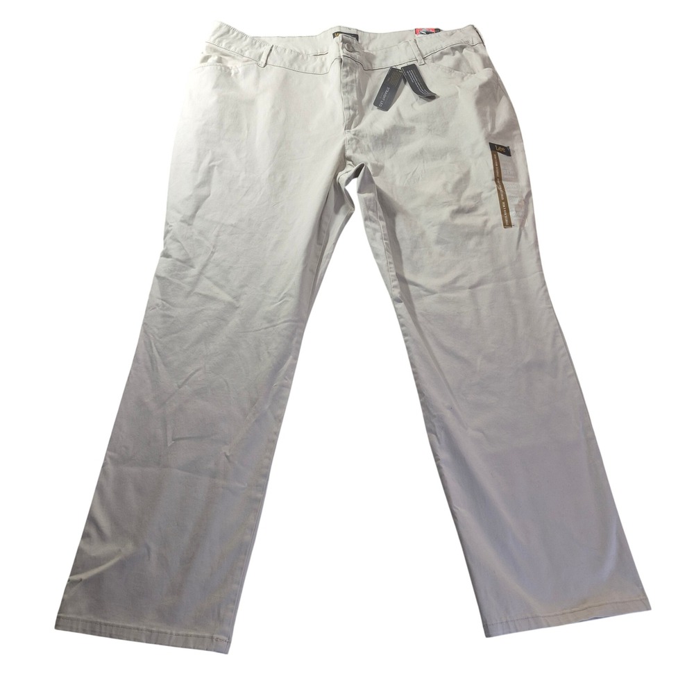 Lee Relaxed Fit Straight Leg Plus Size 24W Womens Khaki Chino Pants New NWT